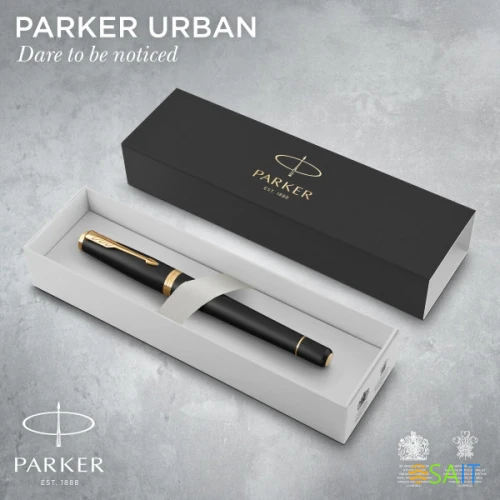 Ручка перьев. Parker Urban Core F309 (1931593) Muted Black GT F сталь нержавеющая подар.кор.