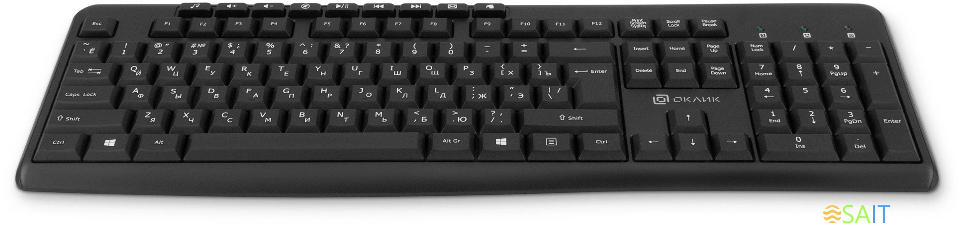 Клавиатура Оклик K225W черный USB беспроводная Multimedia (1875232)