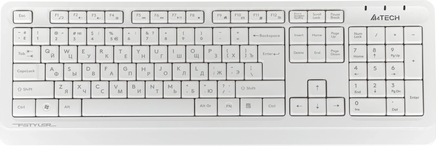 Клавиатура + мышь A4Tech Fstyler FG1012 клав:белый мышь:белый USB беспроводная Multimedia (FG1012 WHITE)