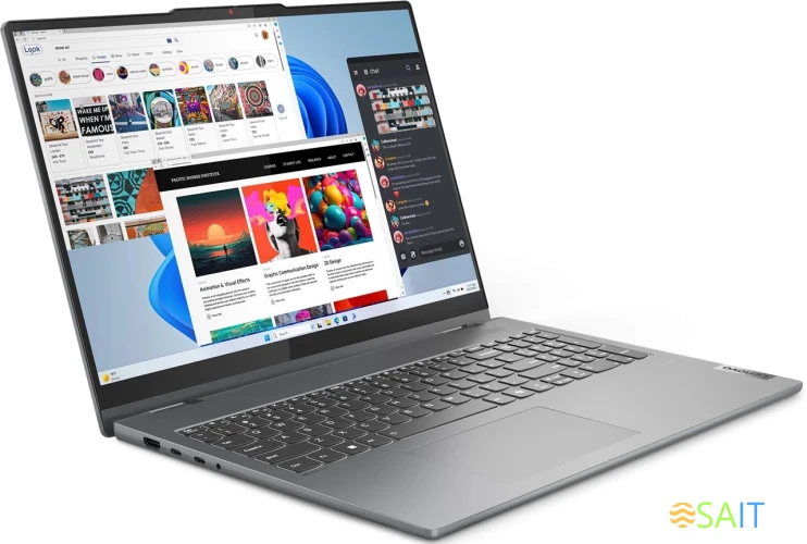 Ноутбук Lenovo IdeaPad 5 16AHP9 Ryzen 7 8845HS 16Gb SSD512Gb AMD Radeon 780M 16" OLED Touch 2K (2048x1280) noOS grey WiFi BT Cam (83DS003WRK)