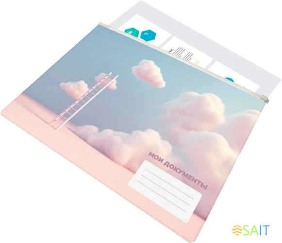 Папка на молнии ZIP Silwerhof CLOUD A4+ ПВХ 0.25мм