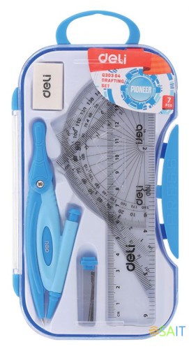 Набор для черчения Deli EG30304 корпус ассорти пластик в компл.:7 предметов