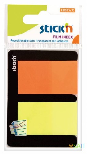 Закладки самокл. индексы пластиковые Stick`n 21039 25x45мм 2цв.в упак. 25лист европодвес