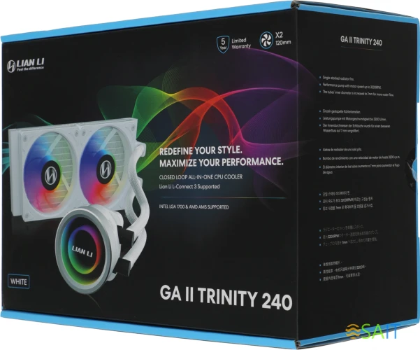 Система водяного охлаждения Lian-Li Galahad II Trinity 240 ARGB Soc-AM5/AM4/1200/1700/1851 белый30dB Al+Cu 240W Ret (G89.GA2T24W.00)