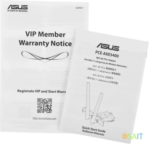 Сетевой адаптер Wi-Fi + Bluetooth Asus PCE-AXE5400 AXE5400 PCI Express x1 (ант.внеш.съем) 2ант.