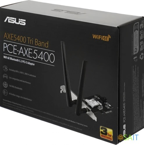 Сетевой адаптер Wi-Fi + Bluetooth Asus PCE-AXE5400 AXE5400 PCI Express x1 (ант.внеш.съем) 2ант.