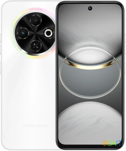 Смартфон Tecno Spark 30C 128Gb 4Gb белый моноблок 3G 4G 2Sim 6.67" 720x1600 Android 14 48Mpix 802.11 a/b/g/n/ac NFC GPS GSM900/1800 GSM1900 Protect FM A-GPS microSD max1024Gb