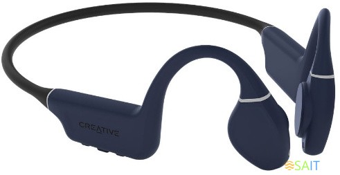 Гарнитура накладные Creative Outlier Free Pro Plus черный/синий беспроводные bluetooth крепление за ухом (51EF1081AA001)