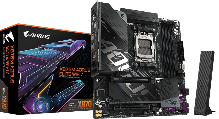 Материнская плата Gigabyte X870M A ELITE WF7 SocketAM5 AMD X870 4xDDR5 mATX AC`97 8ch(7.1) 2.5Gg RAID+HDMI