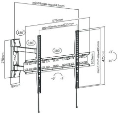 Кронштейн для телевизора Ultramounts UM879 черный 37"-70" макс.35кг настенный поворотно-выдвижной и наклонный