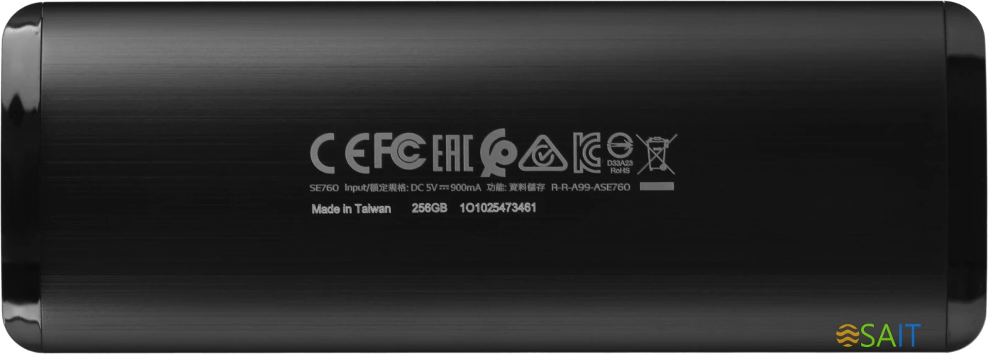 Накопитель SSD A-Data USB-C 256Gb ASE760-256GU32G2-CBK SE760 1.8" черный