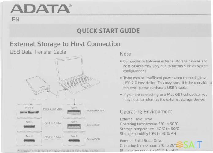 Накопитель SSD A-Data USB-C 256Gb ASE760-256GU32G2-CBK SE760 1.8" черный