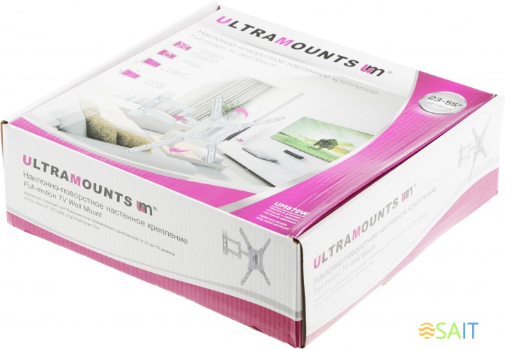 Кронштейн для телевизора Ultramounts UM870W белый 23"-55" макс.30кг настенный поворот и наклон
