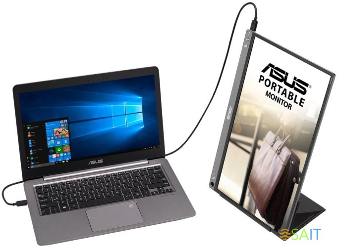 Монитор Asus 15.6" Portable MB16ACE темно-серый IPS LED 16:9 матовая 220cd 178гр/178гр 1920x1080 60Hz FHD USB 0.8кг