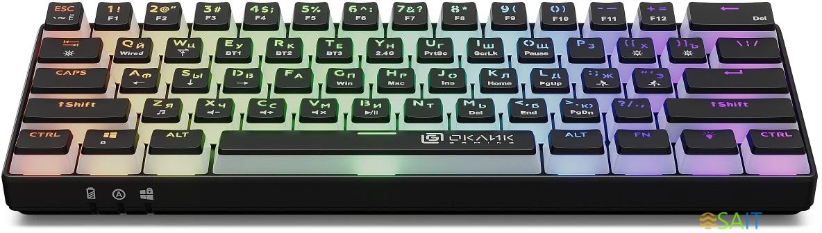 Клавиатура Оклик K763W механическая черный USB беспроводная BT/Radio Multimedia for gamer LED (1920548)