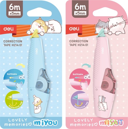Лента коррект. Deli EH21401 6мх5мм ассорти корпус белый блистер