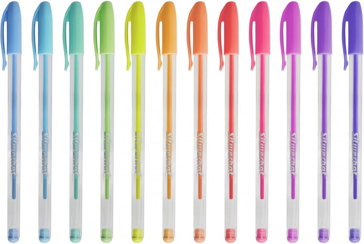 Набор ручек гелев. Silwerhof Монстрики Pastel d=1мм блистер (12шт) 12цв.