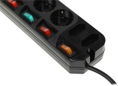 Сетевой удлинитель Most A16 3м (6 розеток) черный (коробка)