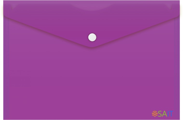 Конверт на кнопке Бюрократ -PK804A5NVIO A5 непрозрачный пластик 0.18мм фиолетовый