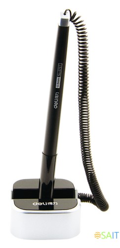 Ручка гелев. Deli E6797black черный d=0.7мм черн. черн. на подставке линия 0.55мм