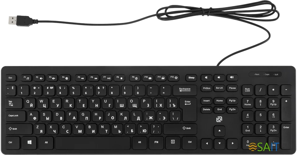 Клавиатура Оклик K733 черный USB slim Multimedia