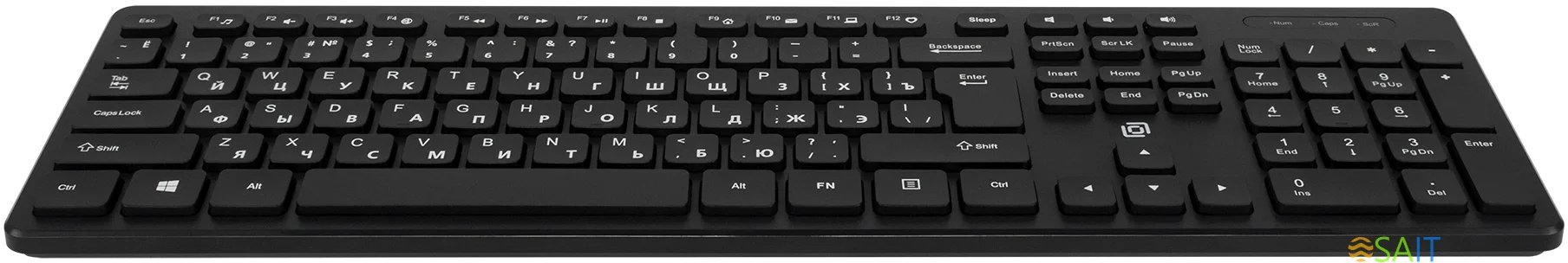 Клавиатура Оклик K733 черный USB slim Multimedia