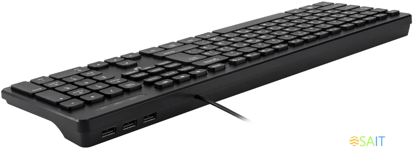 Клавиатура Оклик K733 черный USB slim Multimedia