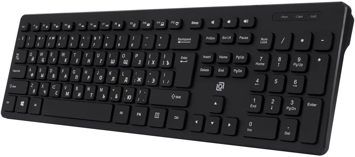 Клавиатура Оклик K733 черный USB slim Multimedia