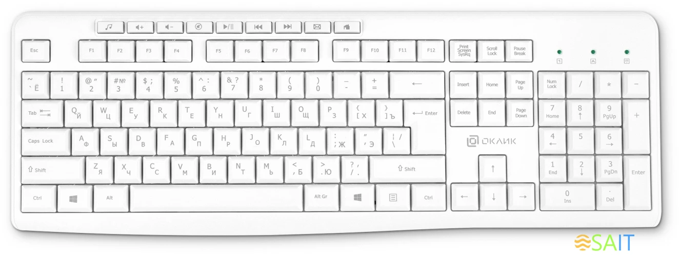 Клавиатура Оклик K225W белый USB беспроводная Multimedia (1875235)