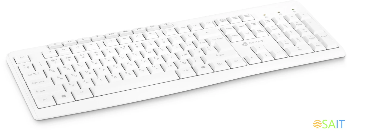 Клавиатура Оклик K225W белый USB беспроводная Multimedia (1875235)