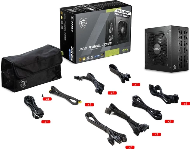 Блок питания MSI ATX 750W MAG A750GL PCIE5 Gen.5 80+ gold (20+4pin) APFC 120mm fan 8xSATA Cab Manag RTL