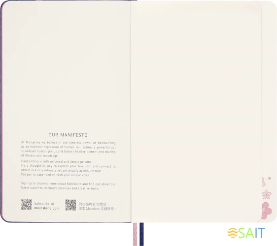 Блокнот Moleskine LIMITED EDITION SAKURA LESU08QP062 Large 130х210мм обложка текстиль 176стр. нелинованный синий 2025