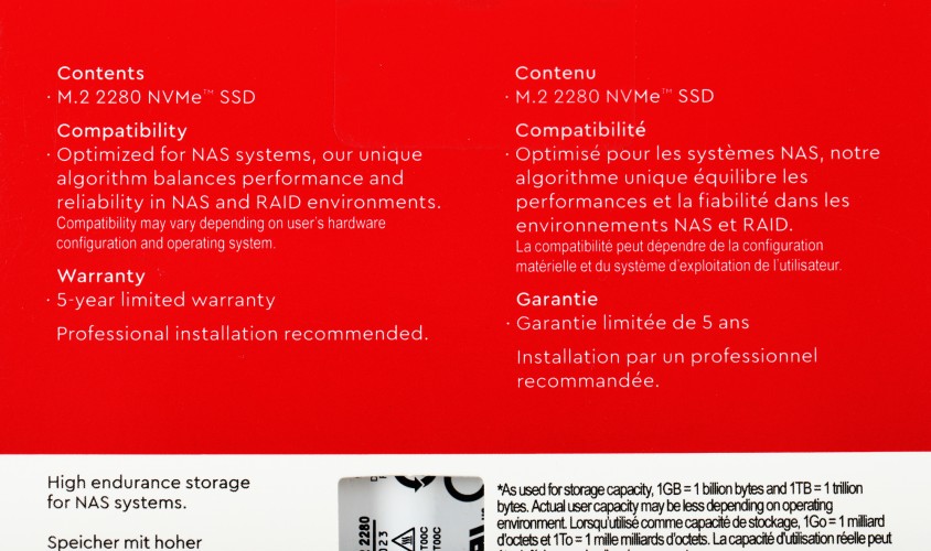 Накопитель SSD WD Original PCIe 3.0 x4 4TB WDS400T1R0C Red SN700 M.2 2280