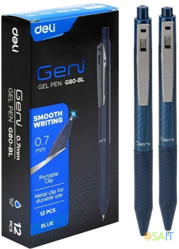 Ручка гелев. автоматическая Deli Geni EG80-BL синий d=0.7мм син. черн. 1стерж.
