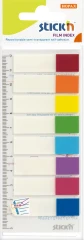 Закладки самокл. индексы пластиковые Stick`n 21467 12x45мм с цветным краем 8цв.в упак. 15лист на линейке европодвес
