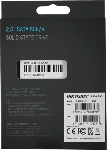 Накопитель SSD Hikvision SATA-III 256GB HS-SSD-E100/256G HS-SSD-E100/256G Hiksemi 2.5"