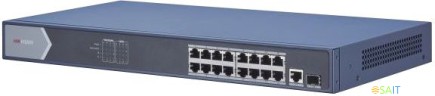 Коммутатор Hikvision DS-3E0518P-E 17x1Гбит/с 1SFP 16PoE+ 230W неуправляемый