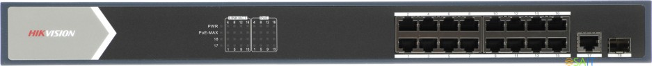 Коммутатор Hikvision DS-3E0518P-E 17x1Гбит/с 1SFP 16PoE+ 230W неуправляемый