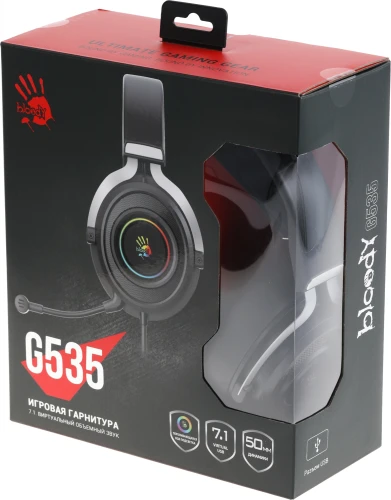 Наушники с микрофоном A4Tech Bloody G535 черный/серебристый 2м мониторные USB оголовье (G535 (BLACK+SILVER) USB)