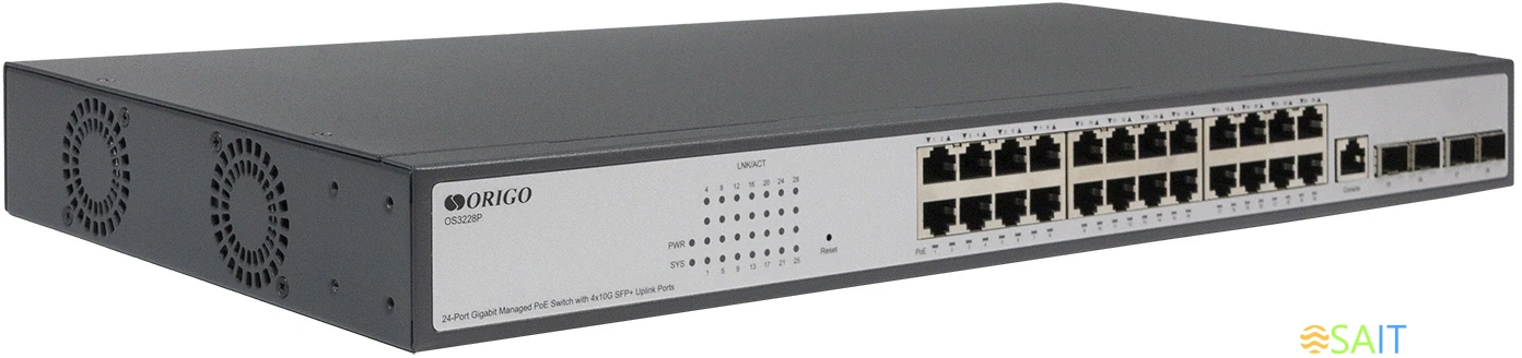 Коммутатор Origo OS3228P/370W OS3228P/370W/A1A (L3) 24x1Гбит/с 4SFP+ 24PoE+ 370W управляемый