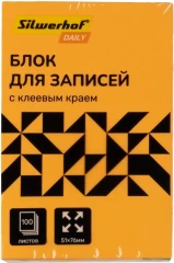 Блок самоклеящийся бумажный Silwerhof Daily 51x76мм 100лист. 75г/м2 неон оранжевый