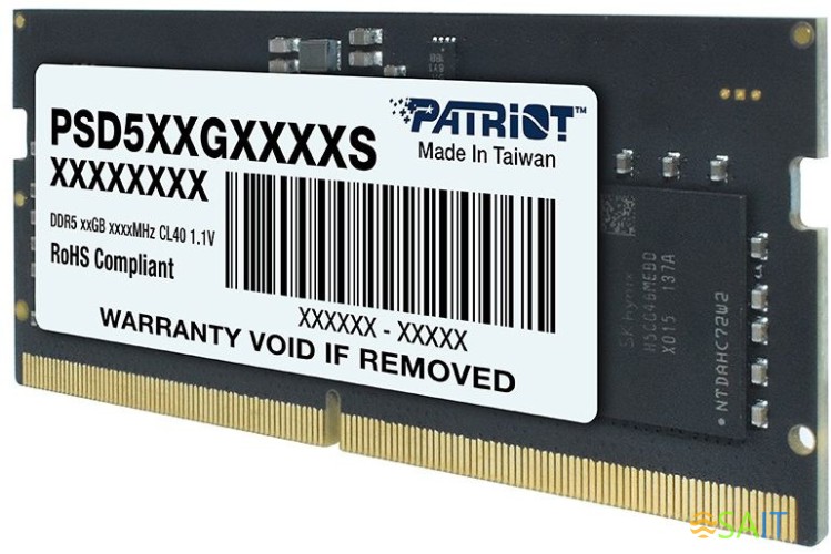 Память DDR5 16GB 4800MHz Patriot PSD516G480081S RTL PC5-38400 CL40 SO-DIMM 262-pin 1.1В dual rank Ret