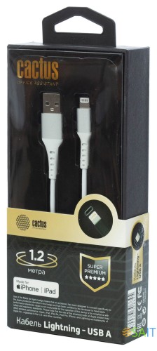 Кабель Cactus CS-LG.USB.A-1.2 USB (m)-Lightning (m) 1.2м белый блистер