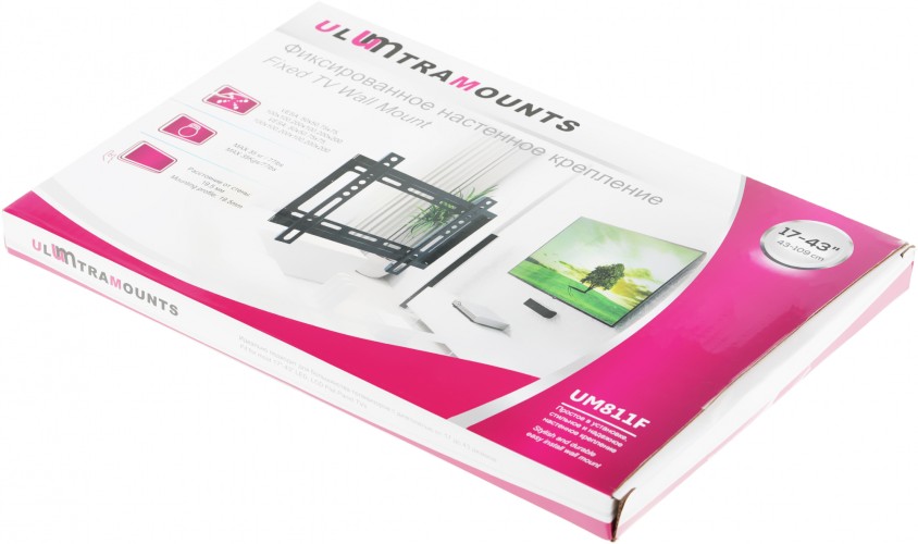 Кронштейн для телевизора Ultramounts UM811F черный 17"-43" макс.35кг настенный фиксированный