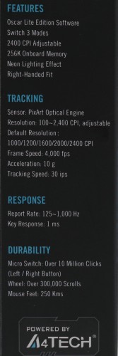 Мышь A4Tech X87 черный оптическая 2400dpi USB 8but (X87 (MAZE))