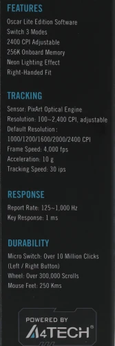 Мышь A4Tech X87 черный оптическая 2400dpi USB 8but (X87 (MAZE))