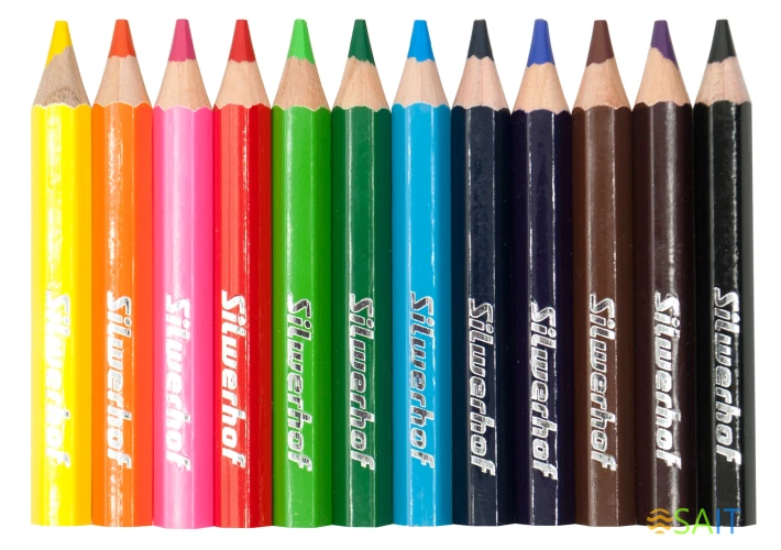 Карандаши цв. Silwerhof Jumbo Mini Веселые друзья 6мм шестигран. дерево ассорти 12цв. коробка/европод.