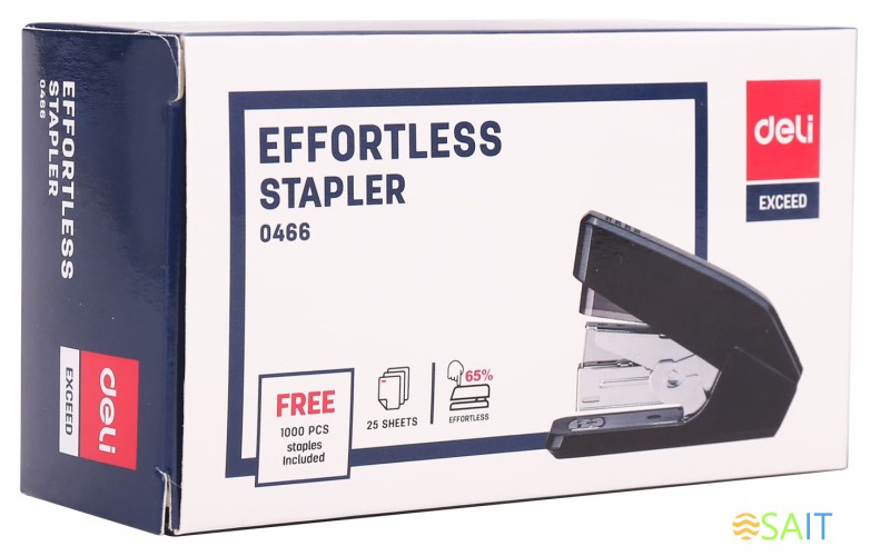 Степлер Deli E0466BLCK Pro 24/6 26/6 (30листов) черный 50скоб закрытый