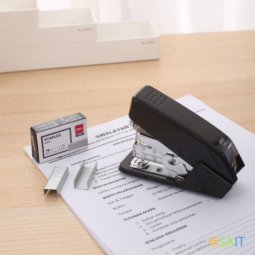 Степлер Deli E0466BLCK Pro 24/6 26/6 (30листов) черный 50скоб закрытый