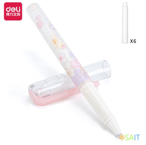 Ручка перьев. Deli Sakura (A938) син. черн. кор.ев. картридж 6шт.